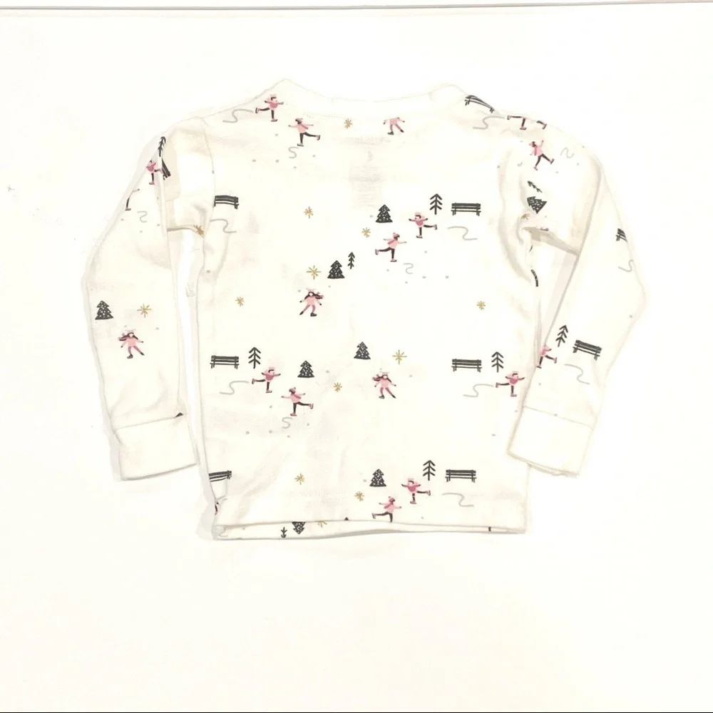 NWOT Petit Lem Infant Toddler Winter Ice Skating Print Long Sleeve Top